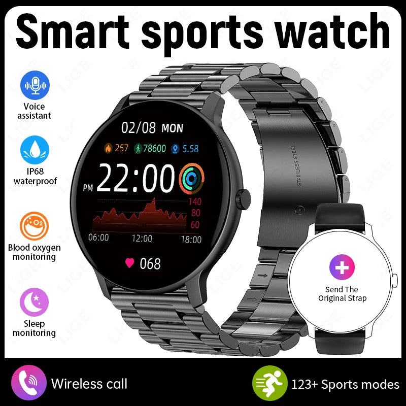 LIGE Nuevo Reloj Inteligente para Mujer Llamada Bluetooth Pronóstico del Tiempo en Tiempo Real Relojes Deportivos para Mujer Reloj Inteligente para Hombre y Mujer para Android iOS