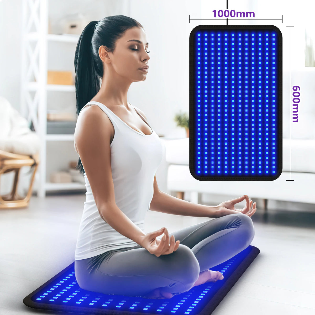 Lámpara de Bronceado de 30W con 460nm y 490nm, Solárium con 360 Luces LED para Todo el Cuerpo, 2 Modos: Constante + Pulsante, Almohadilla de Bronceado