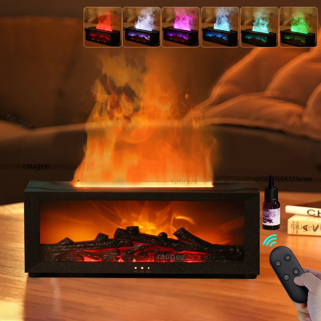 Humidificador de Aroma de aire, humidificador de aceites esenciales, difusor de fragancia de llama, difusor de aromaterapia para el hogar con luz LED y Control remoto