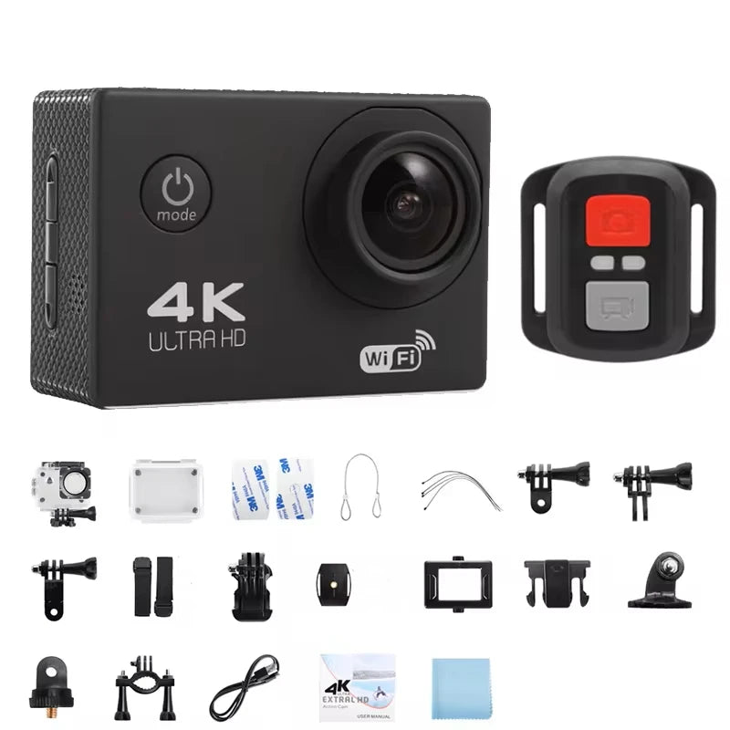 Cámara de acción de 2,0 "Ultra HD 4K 30FPS WiFi cámaras subacuáticas casco impermeable cámaras de grabación de vídeo para bicicleta cámara deportiva al aire libre