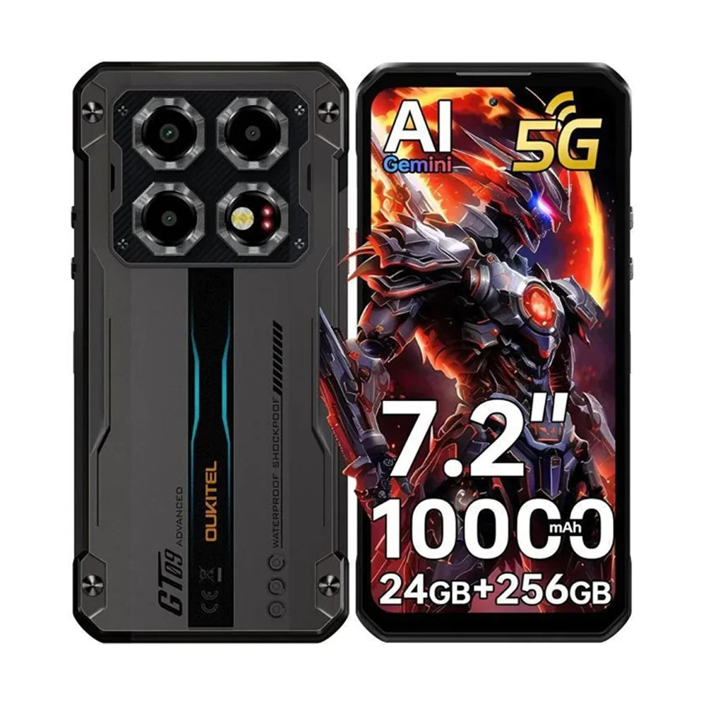 OUKITEL WP60, smartphone 5G resistente, 24 GB de RAM (8+16), 256 GB de ROM, Android 15, procesador MTK 7025, batería de 10000 mAh, pantalla HD+ de 7,2" y 120 Hz, cámara de 108 MP, NFC, teléfono móvil para exteriores
