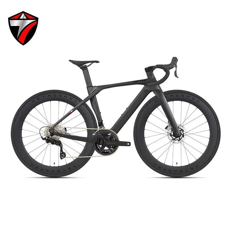 Bicicleta de carretera TWITTER T10pro 105 R7120-24S de fibra de carbono T800, freno de disco hidráulico R7070, juego de bielas huecas de aleación de aluminio SRAM RIVAL 34-50T