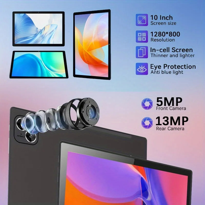 KOOMDIGI T30 PRO, tableta 2 en 1 de 10,1 pulgadas, con sistema operativo Android, 6 GB de RAM, 128 GB de ROM, conectividad 4G LTE, WiFi de 2,4 GHz + 5 GHz, doble cámara de 5 MP + 13 MP, con funda rosa, lápiz óptico, teclad