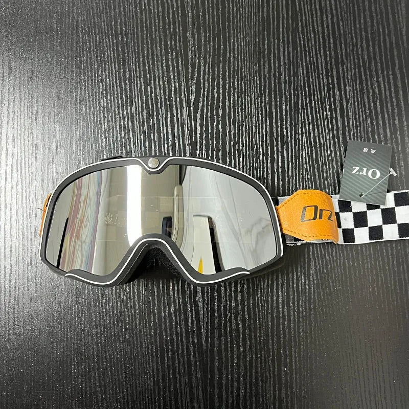 Gafas de viento retro Orz, gafas de motocicleta, gafas de viento retro a prueba de arena, para conducción todoterreno, casco 3/4.