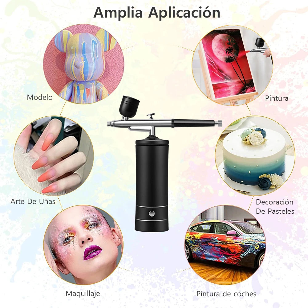 Kit de pintura para decoración de uñas con aerógrafo, Mini aerógrafo con compresor para pintura de pasteles y uñas, pistola pulverizadora manual portátil, aerógrafo para uñas
