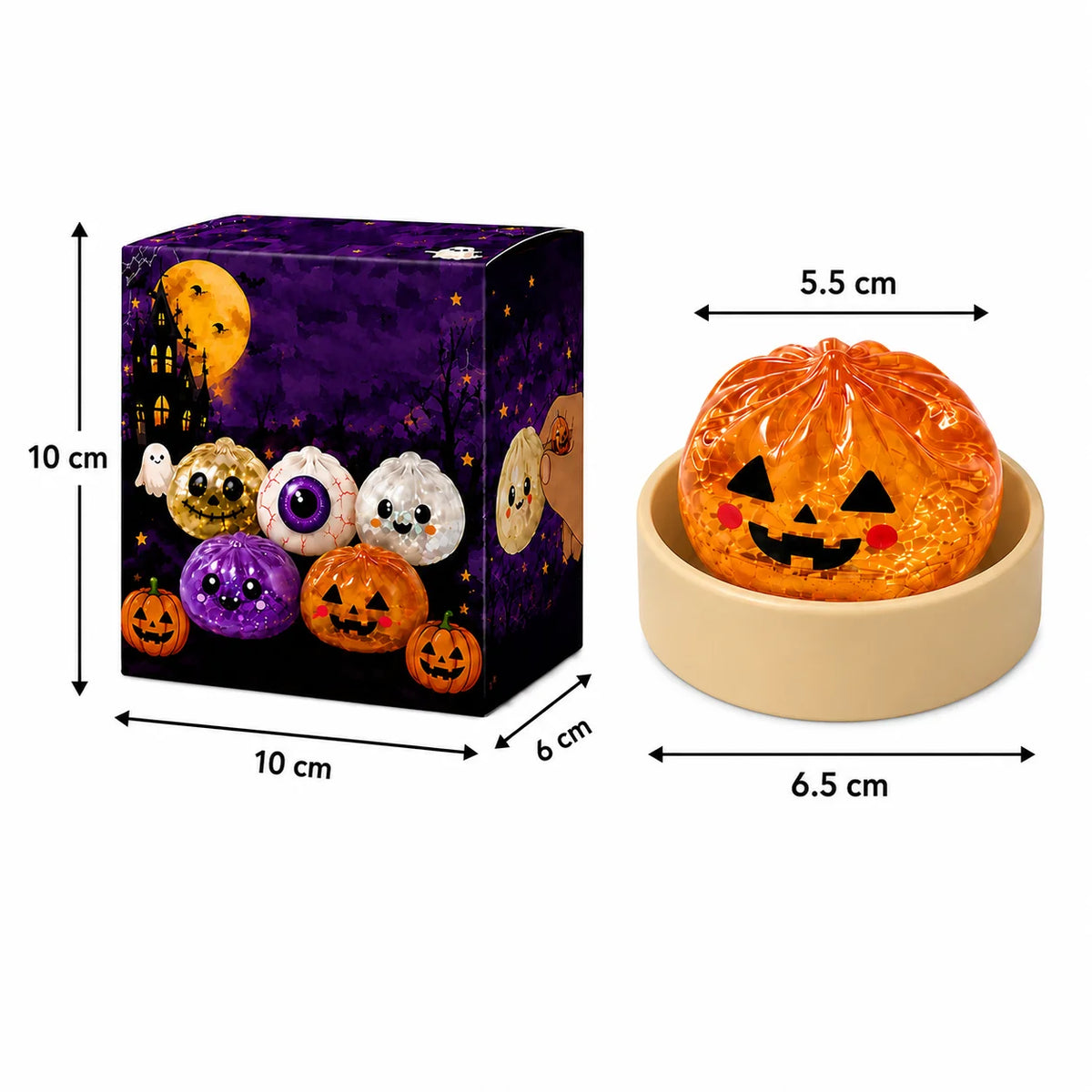 Juguete Antiestrés de 5.5cm/8.5cm con Forma de Fantasma de Halloween, Squishy de Presión de Ascenso Lento para Niños y Adultos, Regalo Antiansiedad