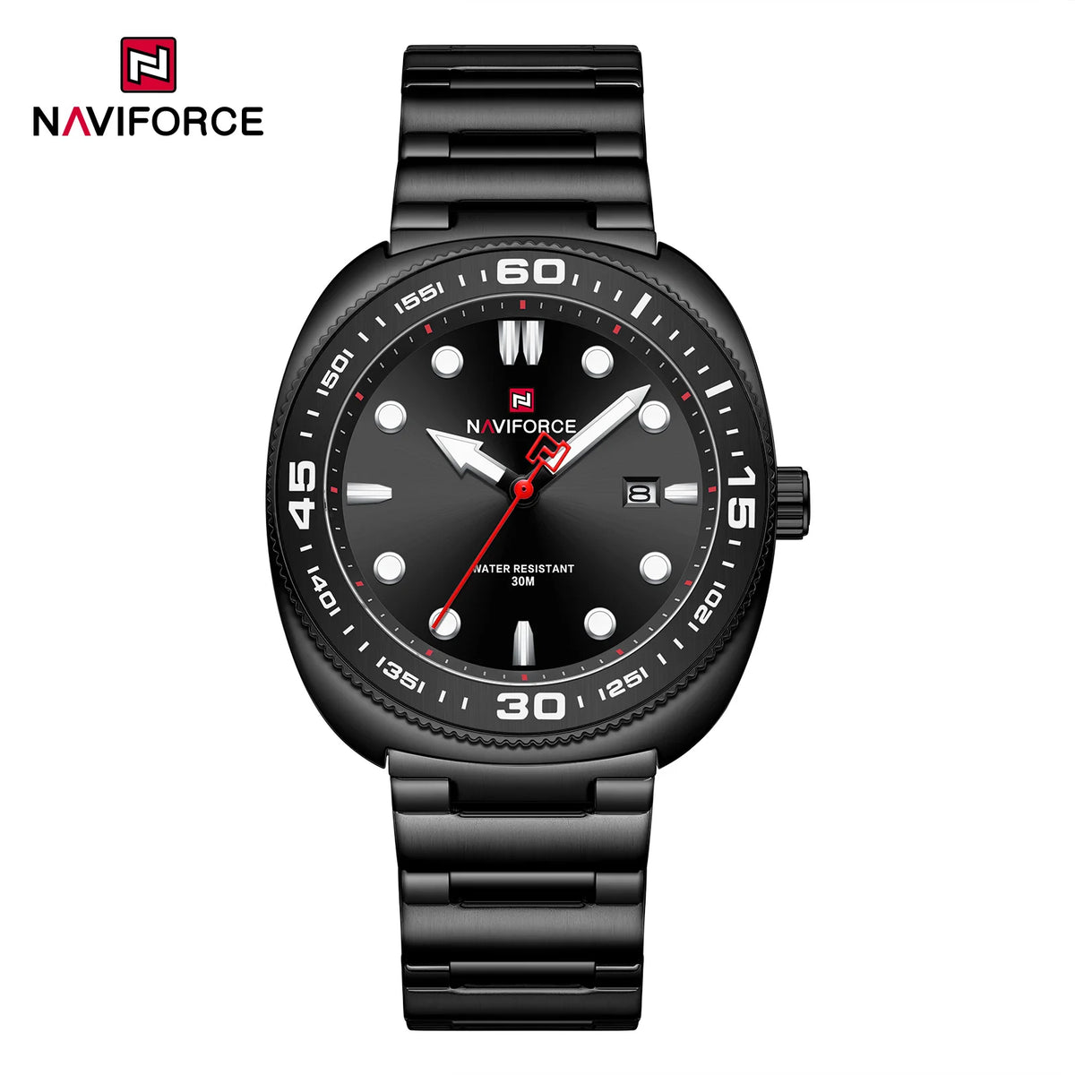 Reloj para hombre NAVIFORCE de lujo, estilo ejecutivo, con fechador, manecillas luminosas, correa de acero inoxidable, movimiento de cuarzo, reloj de marca a la moda