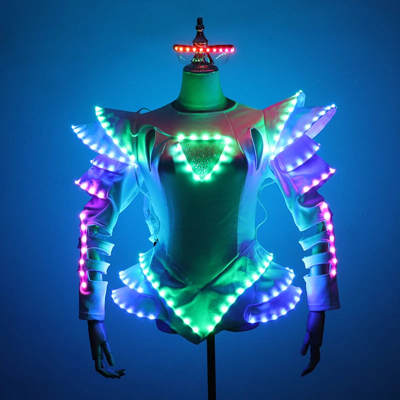 Traje luminoso LED a todo Color para mujer, ropa brillante, vestido tutú de Ballet LED para faldas de baile, fiesta de boda