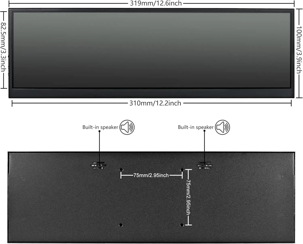 Wisecoco-pantalla secundaria de 12,6 pulgadas, Monitor táctil IPS, barra estirada, LCD, 1920x515, para ordenador portátil Aida64 Sub CPU GPU