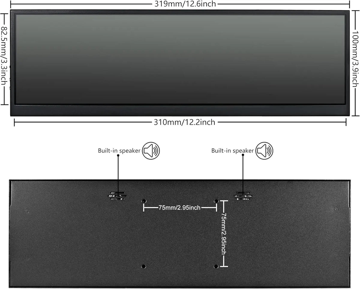 Wisecoco-pantalla secundaria de 12,6 pulgadas, Monitor táctil IPS, barra estirada, LCD, 1920x515, para ordenador portátil Aida64 Sub CPU GPU