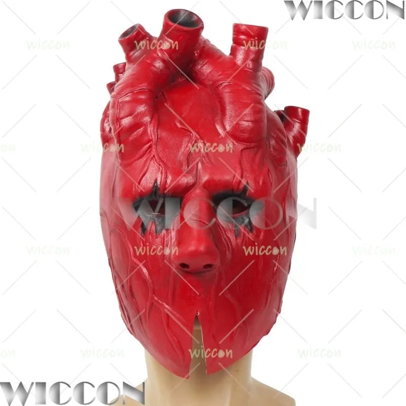 Halloween New Dorohedoro Cosplay Scary Dark Heart Mask Latex Headwear Anime Masquerade Party Gothic Halloween Navidad Carnaval