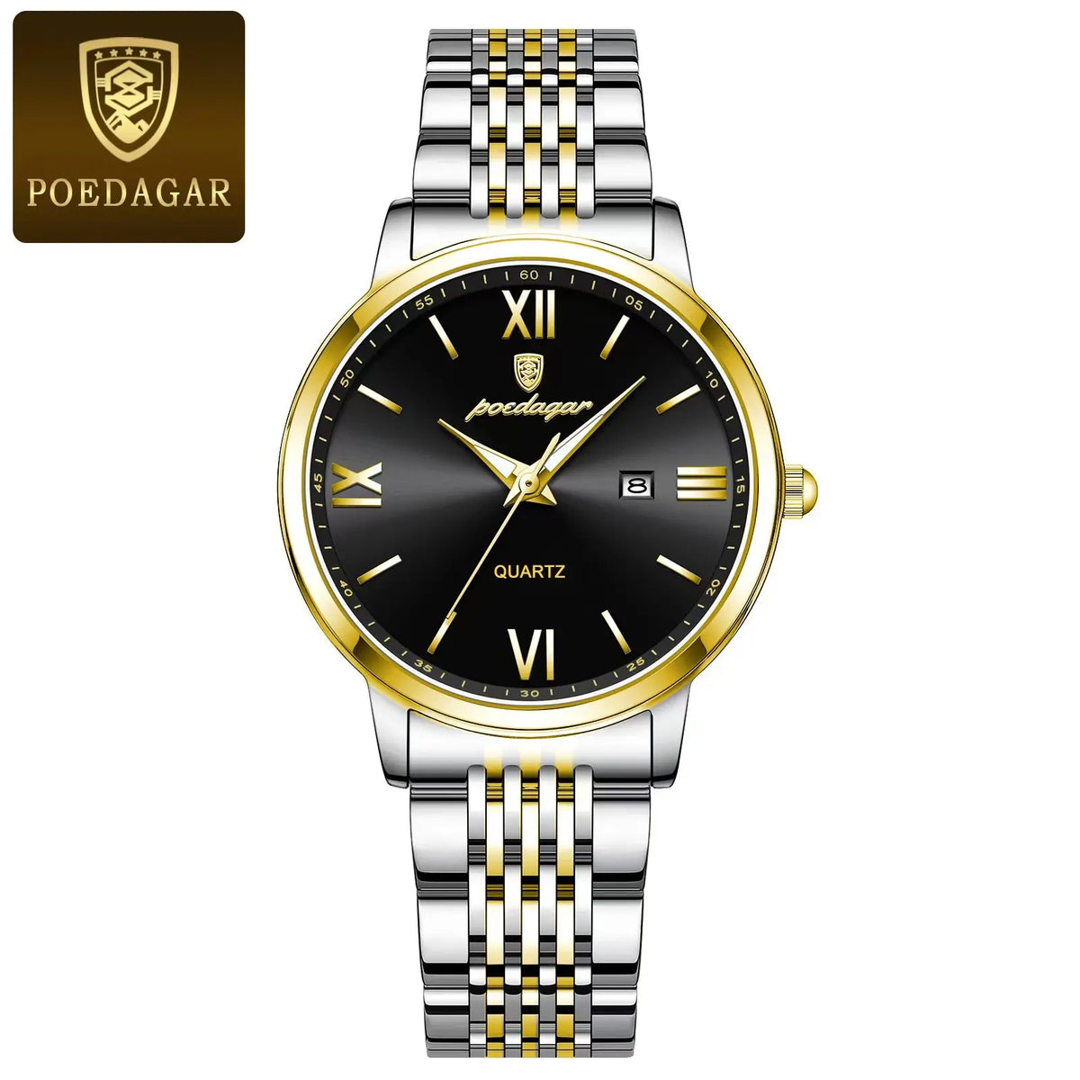 Reloj de pulsera para mujer POEDAGAR original de alta calidad, resistente al agua, luminoso, con fecha, de acero inoxidable, de cuarzo