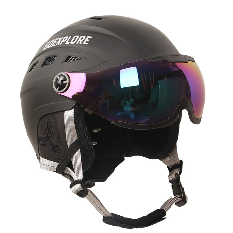 Goexplore casco de Snowboard con visera para adultos, casco de seguridad ultraligero para esquí al aire libre, monopatín para nieve, unisex