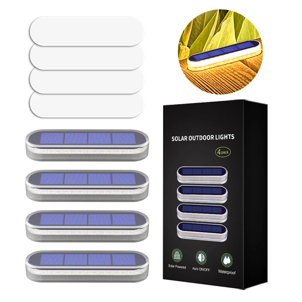 Solar Step Lights Waterproof IP68 Auto On/Off Path Lights Solar Powered Light Bar Solar LED Ground Stairs Floor Lights