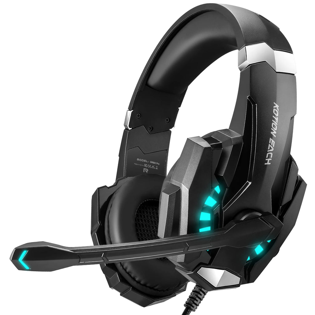 Auriculares gaming con cable G9000 Pro, micrófono con cancelación de ruido, luz LED y sonido estéreo para PS4, PC, Xbox One, Switch y mando de PS5
