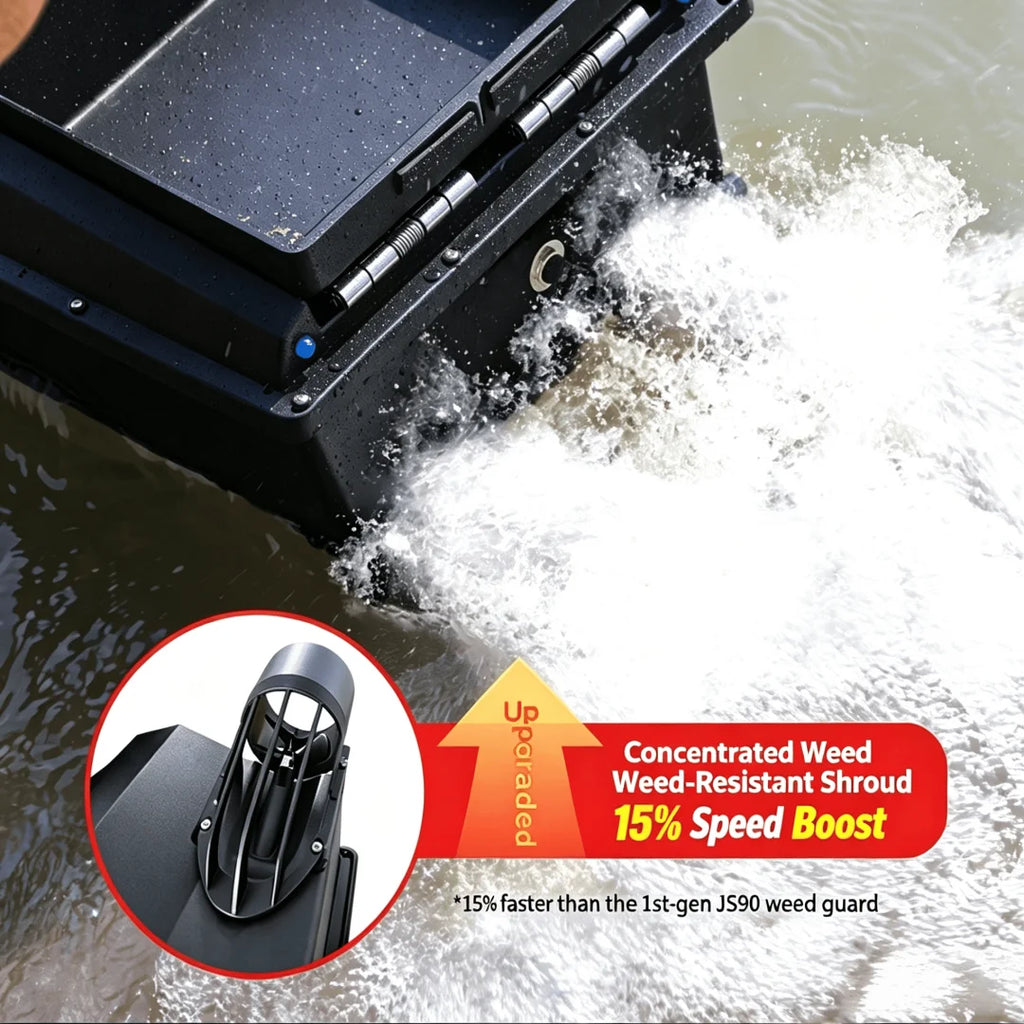 JS90 12V GPS Fishing Bait Boat Speed 280m/Min 100 Fishing Spots 3KG Load Auto Cruise & Return 3-Speed Adjustment  Anti-Cap Ball