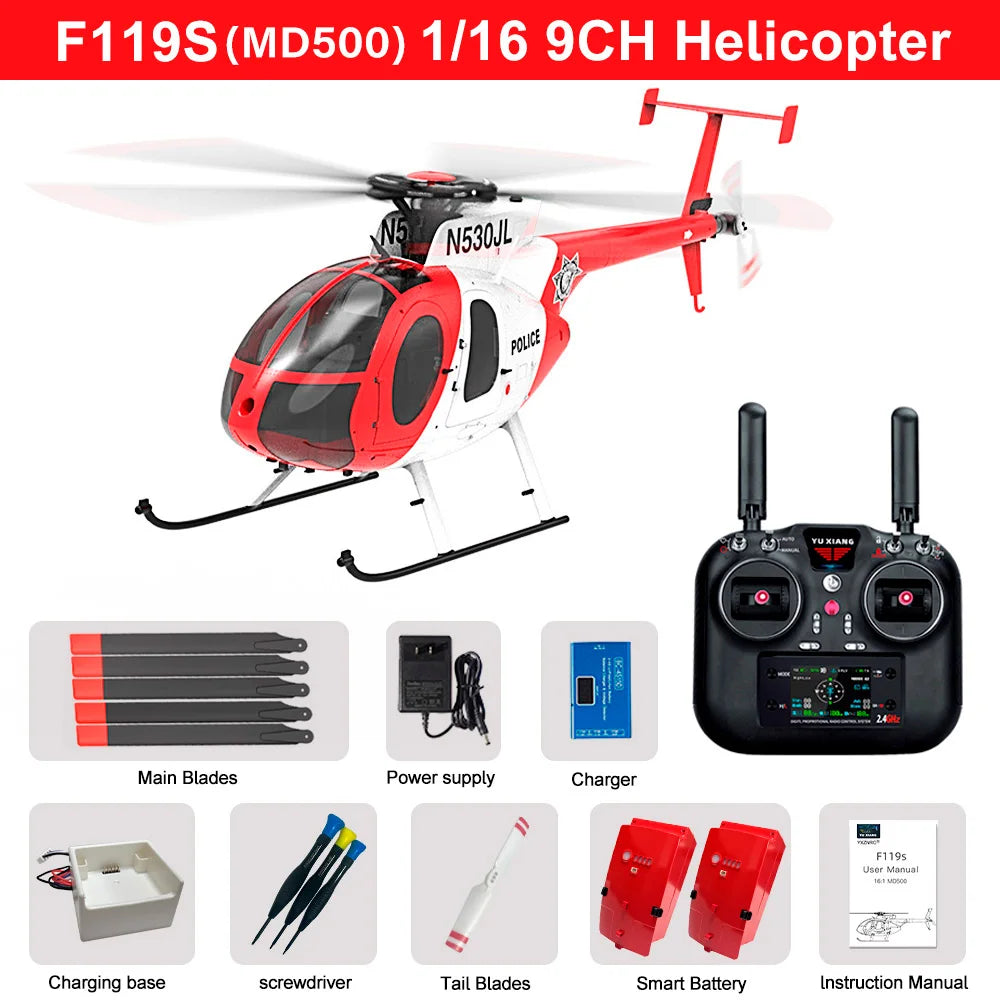 Helicóptero RC YUXIANG 1/16 F119S(MD500) 9CH GPS
