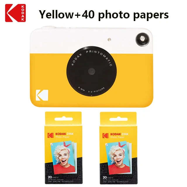KODAK Printomatic nueva cámara de impresión instantánea Digital ZINK impresión sin tinta Color papel fotográfico impresión Flash + juego de 40 películas