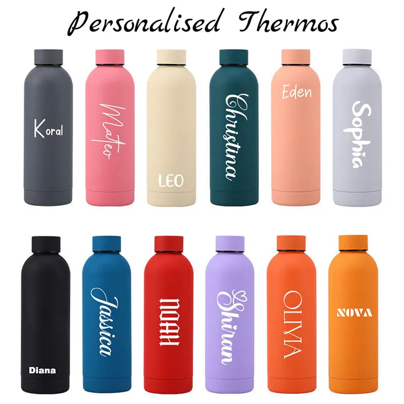 Termo con logotipo personalizado, termo grande de vacío, botella termo portátil de acero inoxidable, botella de agua para deportes al aire libre, taza de viaje de 500/750ml