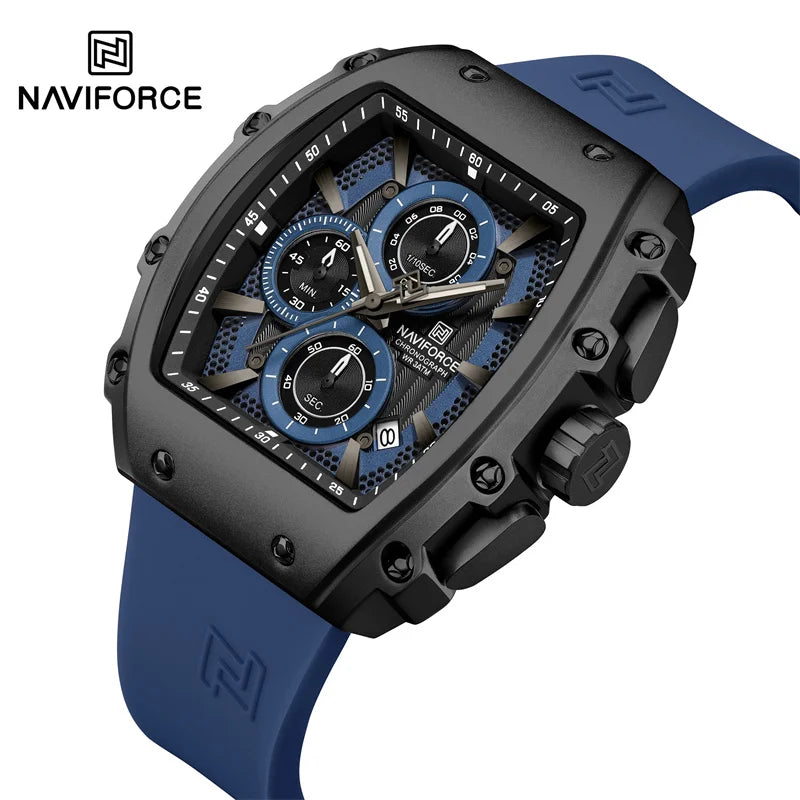 Relojes NAVIFORCE de moda 2025 para hombre, multifuncionales, deportivos, de cuarzo, resistentes al agua 30M, con correa de silicona, reloj de lujo para hombre