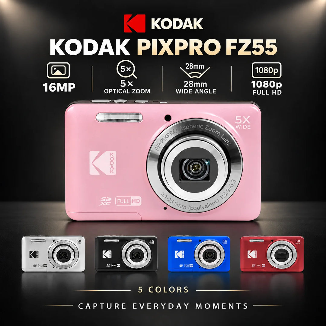 Cámara Digital Genuina KODAK PIXPRO FZ55 de 16MP, Zoom Óptico 5X, Gran Angular de 28mm, Video Full HD 1080P, Pantalla LCD de 2.7&