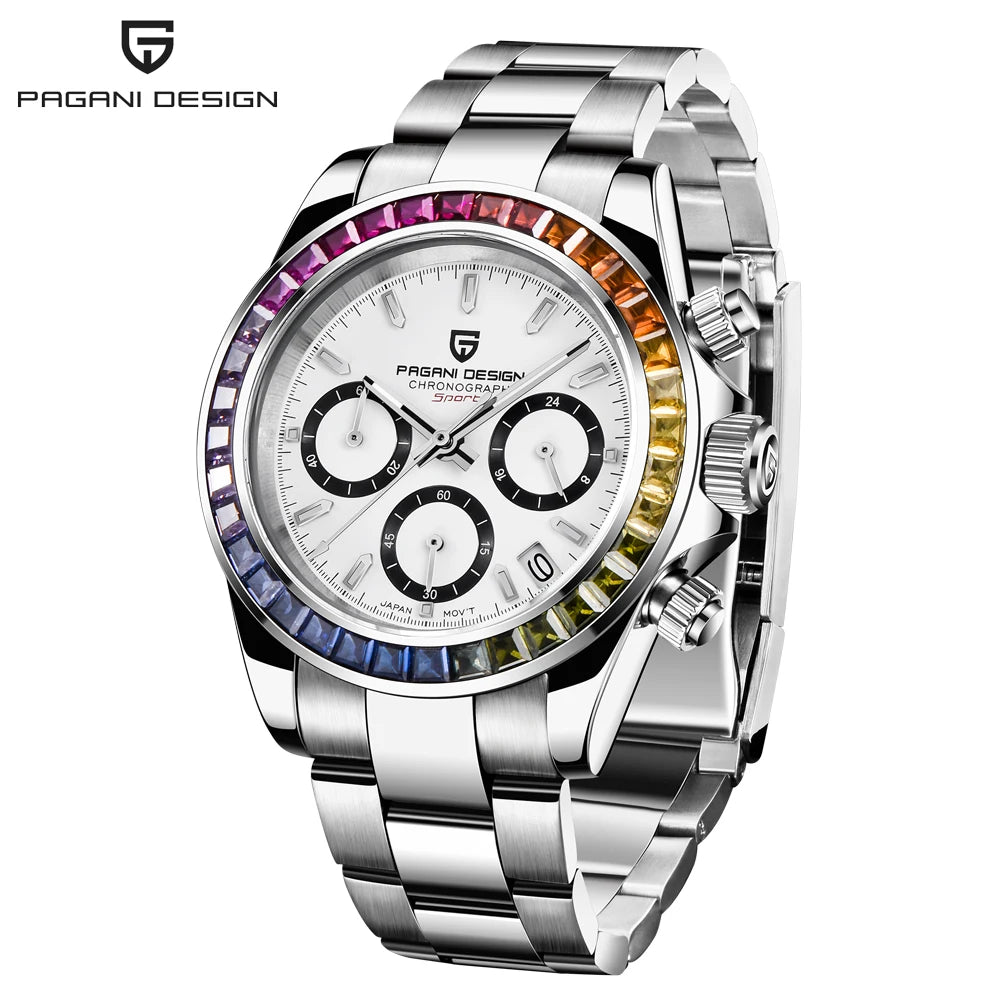 Reloj de cuarzo deportivo para hombre PAGANI Design 2026, marca de lujo, cronógrafo de acero inoxidable con cristal de zafiro, resistente al agua.