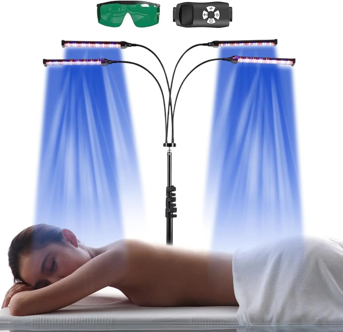 jitesy 360 ° Lámpara de Bronceado Rotatoria para Cuerpo, 460nm y 490nm, 60W, Luz Azul, para Uso Doméstico