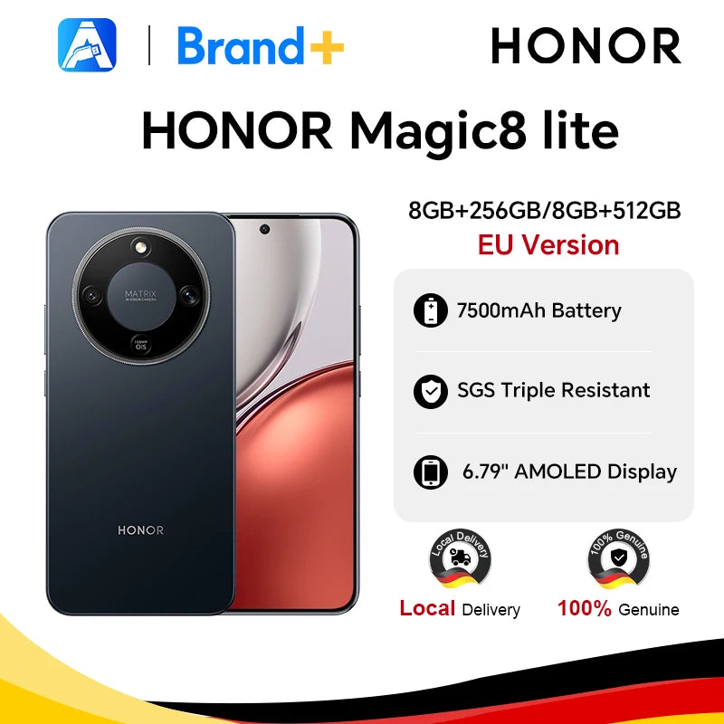 HONOR Magic8 Lite 5G, Versión UE, Smartphone 5G, Batería de 7500mAh, Cámara principal de 108MP, Pantalla AMOLED de 6.79'', Triple resistencia