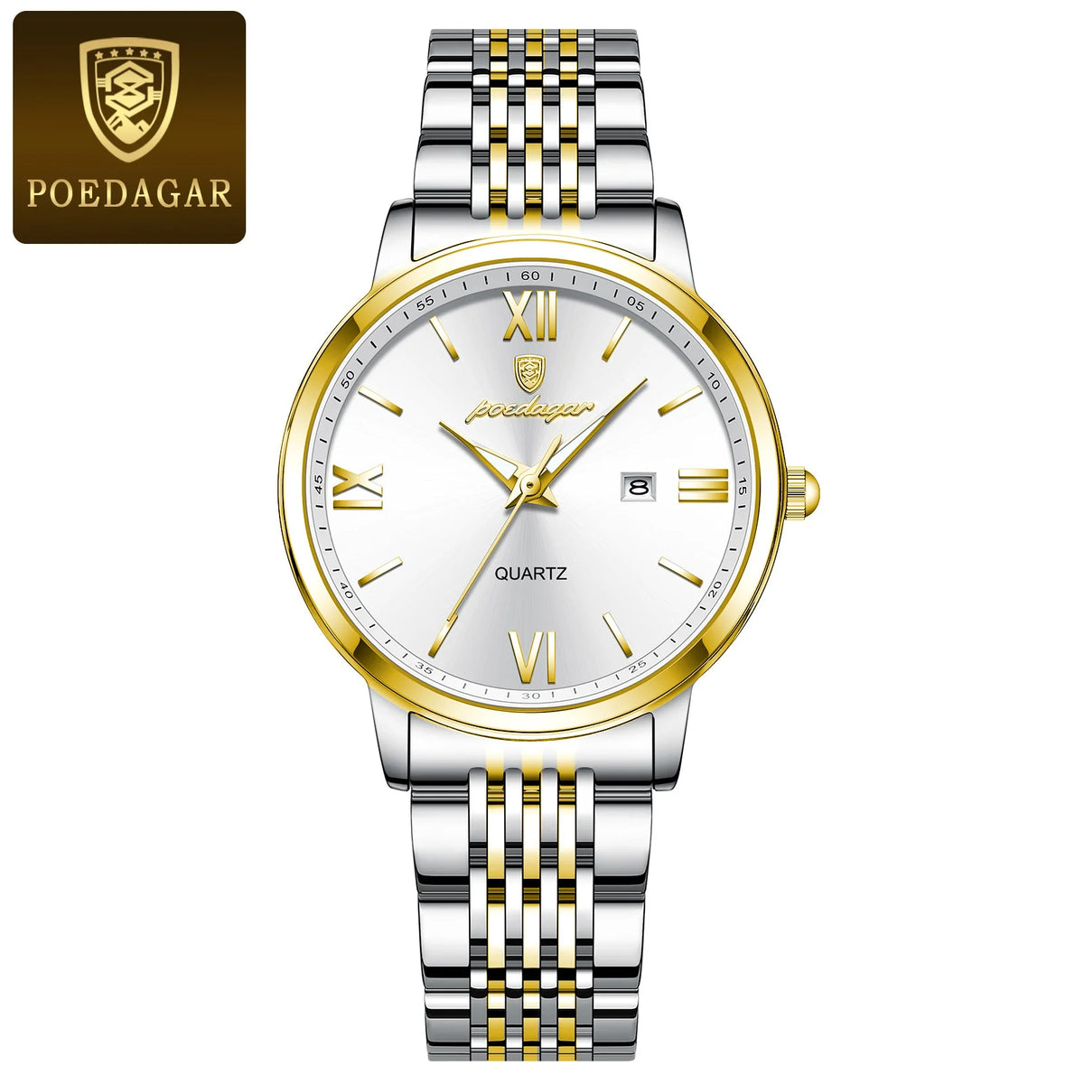 Reloj de pulsera para mujer POEDAGAR original de alta calidad, resistente al agua, luminoso, con fecha, de acero inoxidable, de cuarzo