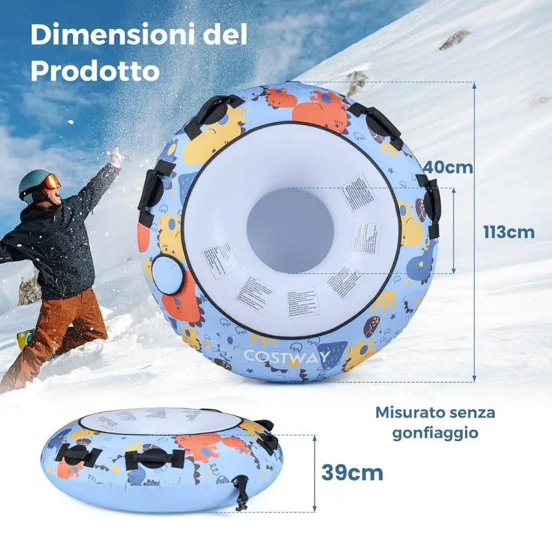 Manta inflable para la nieve con funda de poliéster Oxford, longitud de 132 cm, para niños y adultos, azul