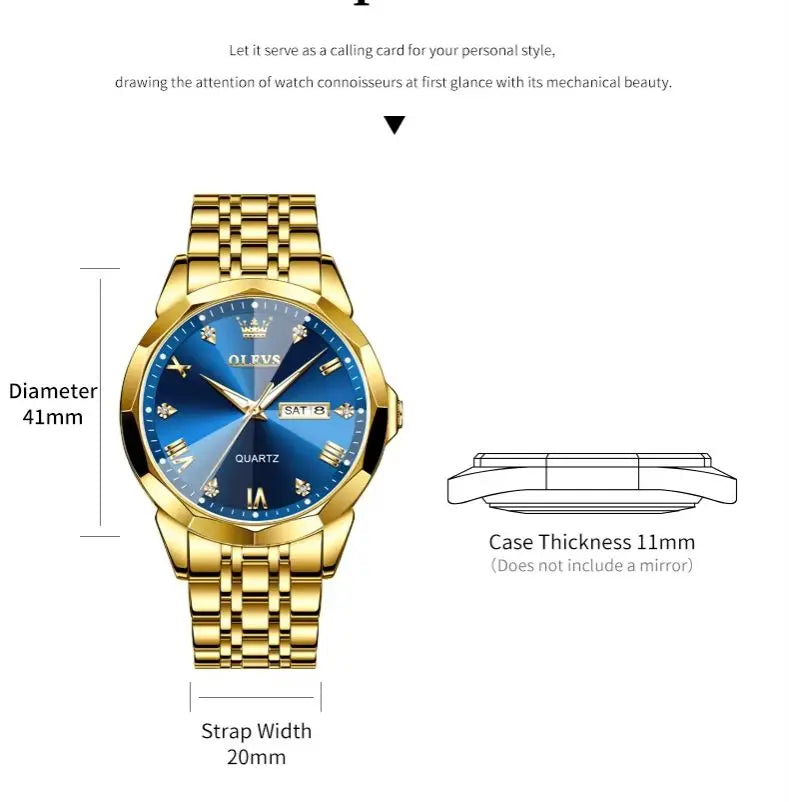 OLEVS 9931 Hot Sale Watches for Man Fashion Rhombus Mirror Solid Steel Strap Date Waterproof Luminous Original Quartz Man Watch