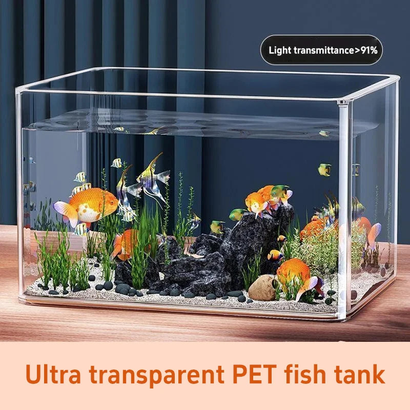 Transparent Aquarium Creative Desktop Fish Tank Tabletop Fish Tank for Office Home Decoration (No Scenery or Stones Included)