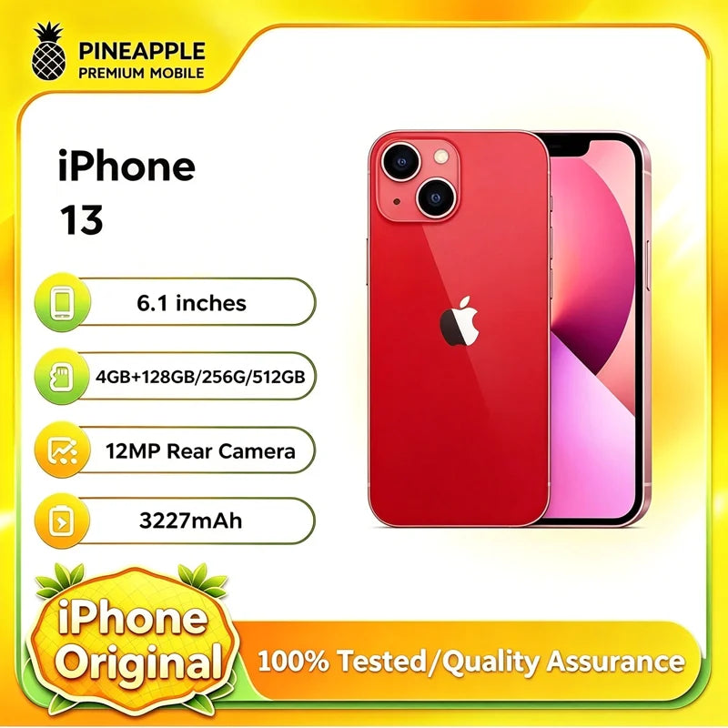iPhone 13 reacondicionado 98%, 4GB RAM, 128GB/256GB ROM, versión de EE. UU. desbloqueada, 1 SIM física + 1 eSIM, 6.1 pulgadas, cámara dual de 12MP, iOS, Face ID