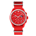 SKMEI Unisex Round Quartz Watch Nylon Strap Moon Phase Chronograph Tachymeter Date Lightweight Wristwatch for Men Women 9392