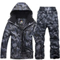 Ropa de Snowboard para Hombre, Conjunto de Traje de Esquí Súper Cálido con Camuflaje, Chaqueta Impermeable, Cortavientos y Transpirable para Escalar Montañas