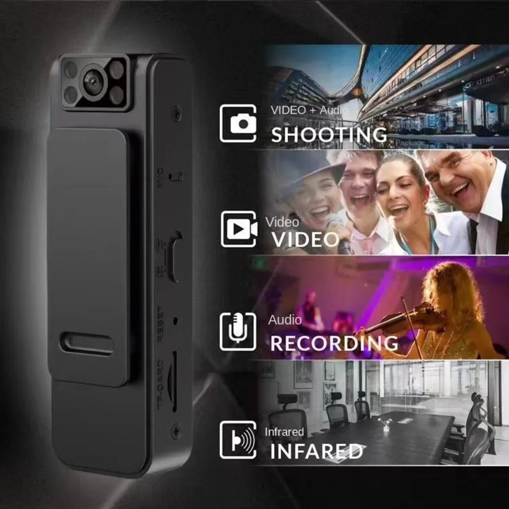    Mini cámara corporal de 1080P, videocámara portátil de visión nocturna infrarroja en miniatura, grabadora de vídeo Digital pequeña, BodyCam de policía