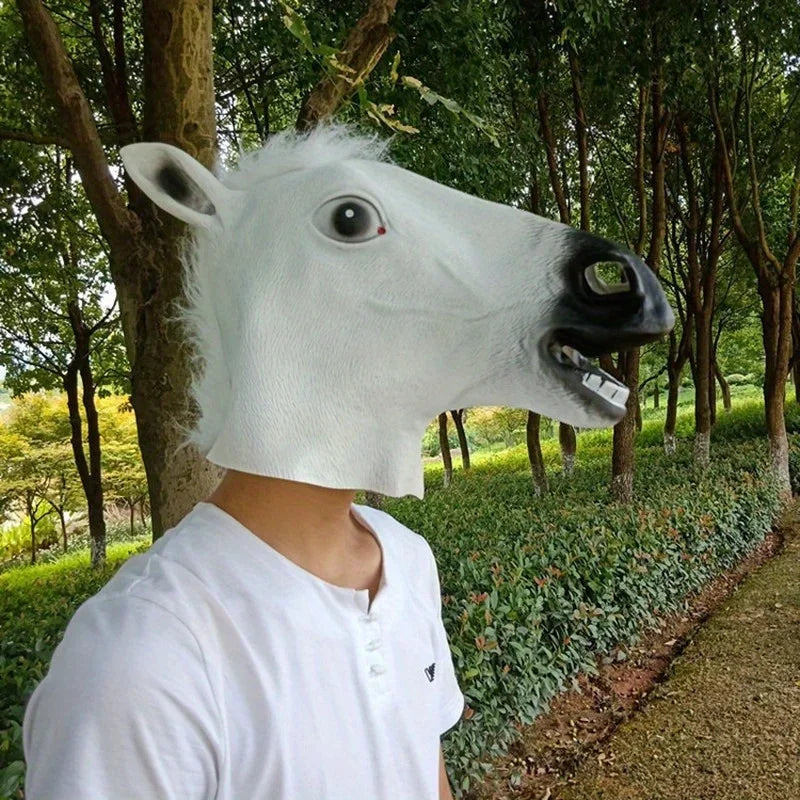 Máscara de cabeza de caballo de simulación, disfraz de cosplay, divertido accesorio para fiestas y festivales.