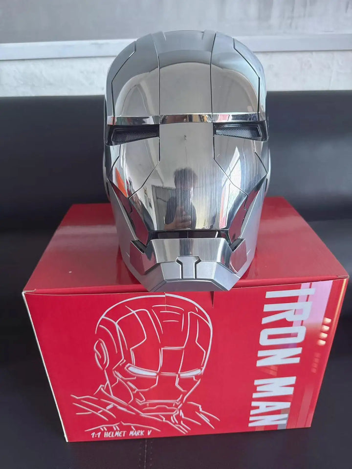 Casco de Iron Man Mk5 Mk50 Mk17 con Luz LED Controlada por Voz, Modelo Coleccionable para Adultos, Juguete, Regalo de Cumpleaños o Festival