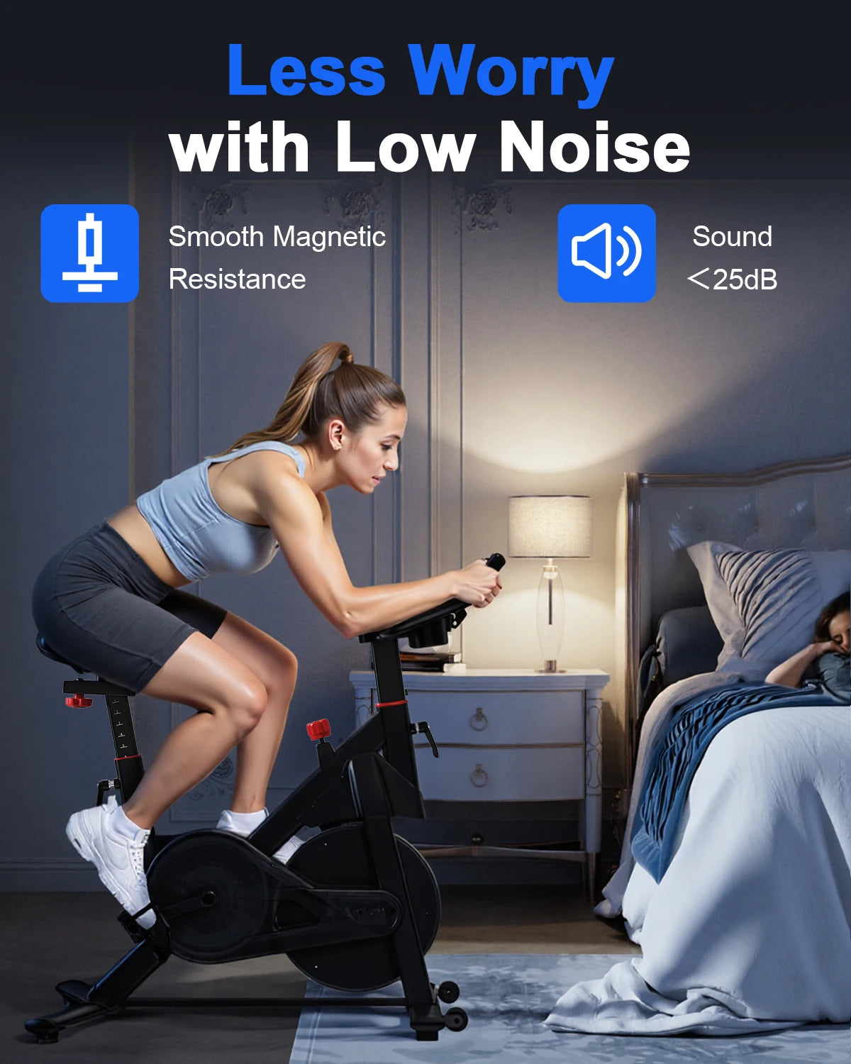 Superun-bicicleta estática con Control magnético, soporte grande para tableta, asiento cómodo, bicicleta de ciclismo interior, Cardio, Fitness