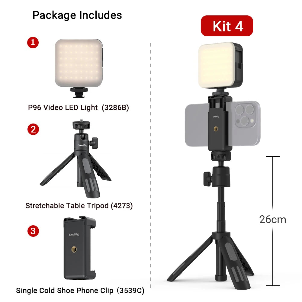 SmallRig-Luz LED portátil para cámara de vídeo, 96 cuentas LED para fotografía, iluminación de vídeo, recargable, 2200mAh, CRI 95 + 2700-6500K
