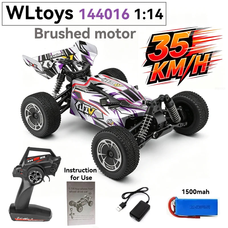 Coche RC de alta velocidad WLtoys 1/12 124017 - Vehículo eléctrico de drift 4WD sin escobillas de 75 km/h con control remoto 2.4G para carreras