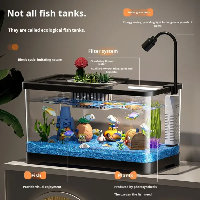 Eco-friendly 10L Plastic Living Room Desktop Small Goldfish Tank Home Landscape Betta Fish Tank