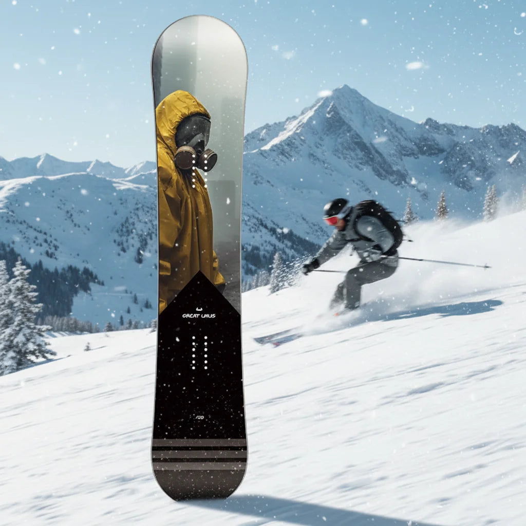 Tabla de Snowboard Profesional para Adultos, Diseño Post Apocalíptico con Gráficos de Flores Planas y Perfil de Flexión Bidireccional