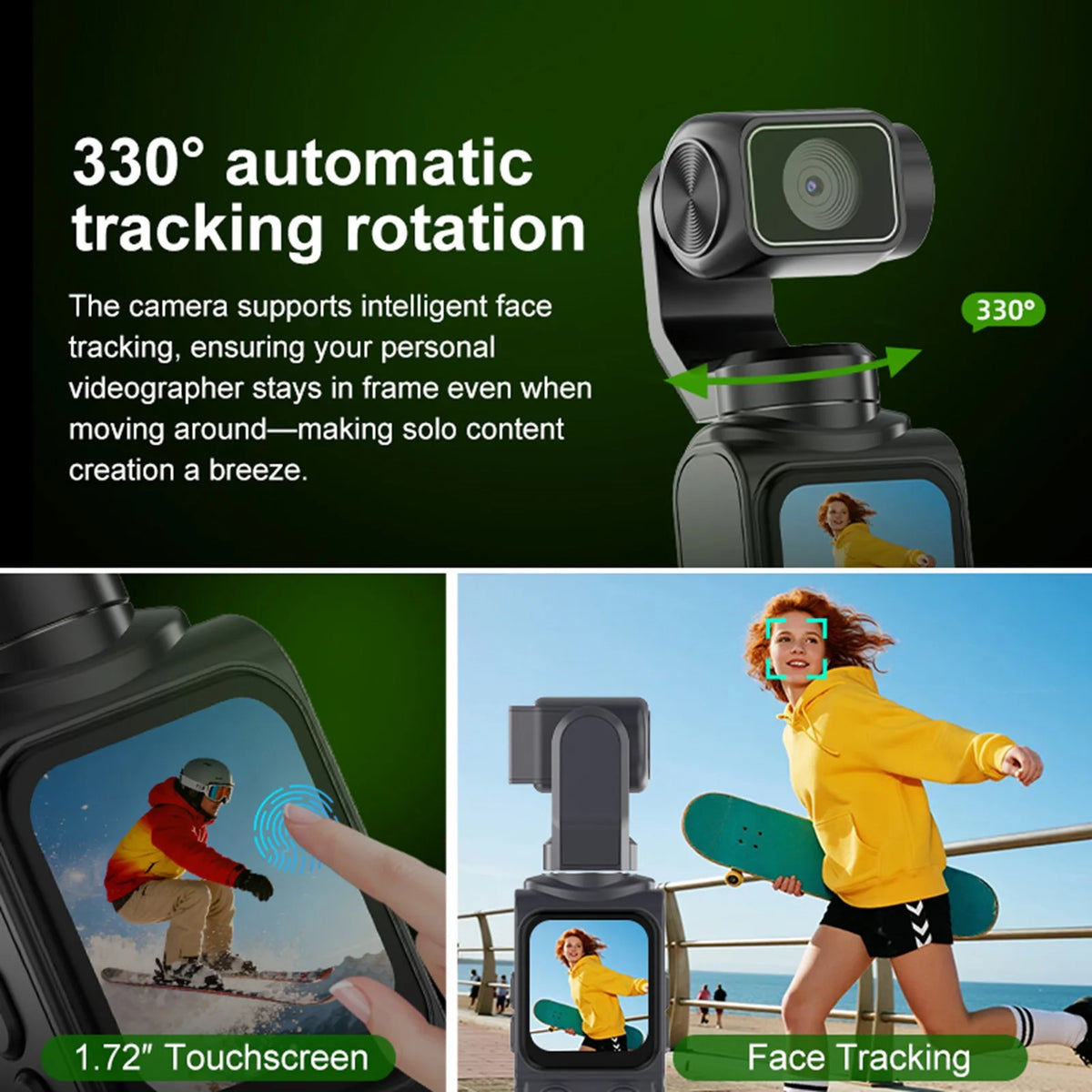 Cámara de Vlogging 4K, Cámara Digital de 75MP, 330 °   Cámara de bolsillo portátil con pantalla táctil, zoom de 18 aumentos, conexión WiFi, seguimiento facial y lente giratoria, ideal para vlogs.