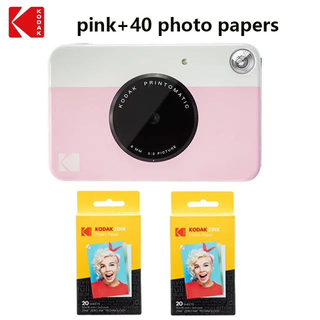 KODAK Printomatic nueva cámara de impresión instantánea Digital ZINK impresión sin tinta Color papel fotográfico impresión Flash + juego de 40 películas