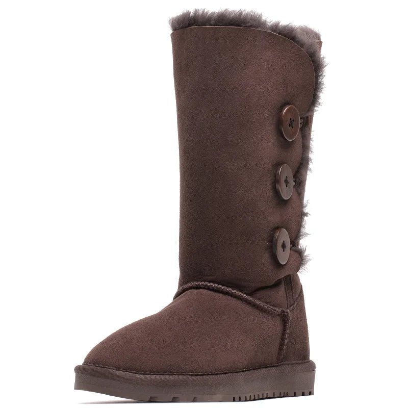 Nueva llegada botas de mujer 2025 botas de cuero clásicas botas de nieve de piel de oveja auténtica para mujer zapatos cálidos de invierno botas