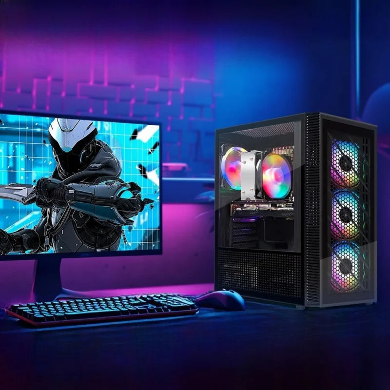 PC de Escritorio para Juegos, Ryzen 3 3200G 3.6 GHz, Radeon RX 580 16G GDDR5, 16G DDR4, SSD de 512G, WiFi de 600M, BT 5.0, Ventilador RGB