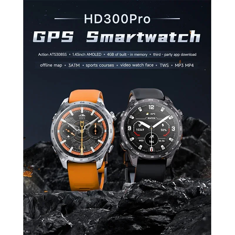 Nuevo reloj inteligente para hombre 2026 con mapas GPS integrados, más de 100 modos deportivos, resistencia al agua 3ATM, llamadas Bluetooth, reproducción MP3/MP4, altitud y brújula