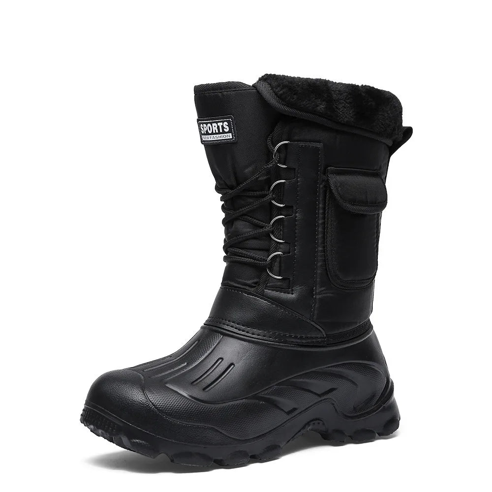 2025 nuevas botas de invierno para hombre, botas de nieve con plataforma para hombre, botas de trabajo de pesca al aire libre impermeables de felpa gruesa y cálida de talla grande 40-46