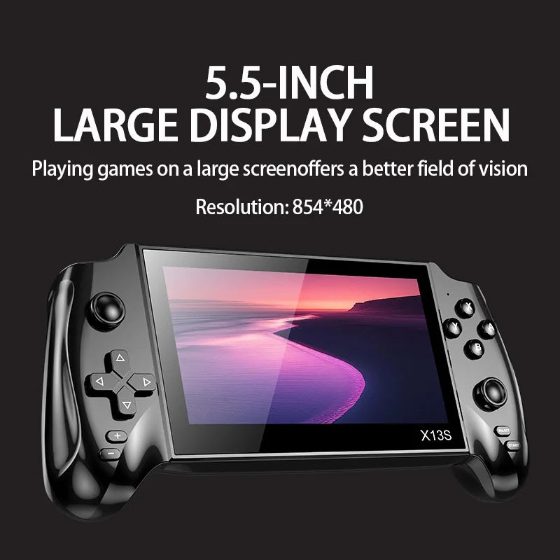 X13S Retro Handheld Game Console, 5.5-inch Large Display Portable Player, Easy to Operate, Ideal for Beginner Gamers